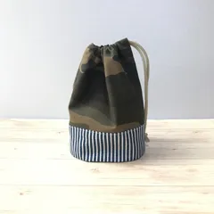 ハンドメイド 巾着袋 入園入学グッズ コップ袋 迷彩柄