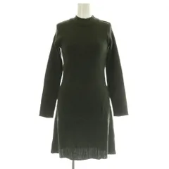 マリークワント MARY QUANT ニットワンピース ミニ 長袖 ハイネック ウール S カーキ /MY ■OS ■GY58