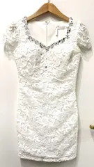 688 Tika ティカ キャバクラ ドレス ミニ 総レース ストーン ビジュー タイト キャバドレス M