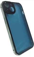 ★スマホケースカバー・Apple iPhone13 mini用 ケース/カバー アルミ バンパー クリア 透明 両面 前後 ガラス かっこいい アルミサイドバンパー おしゃれ アイフォン13ミニ[iPhone 13 mini(ライトグリーン)]