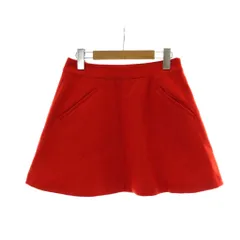 レイビームス Ray Beams タグ付き ミニスカート ウール 0 赤 レッド 無地 Aライン ポケット付き /PP ■GY60