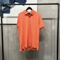 (110) Tommy Hilfiger トミーヒルフィガー カジュアル ベーシック オレンジ 刺繍 カラーTシャツ