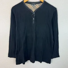BURBERRY LONDON バーバリーロンドン ヘンリーネック 長袖Tシャツ ブラック Lサイズ メンズ 古着 モード クラシックのサムネイル