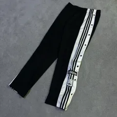 アディダス ブラック 3本線 サイド ボタン トラック パンツ S