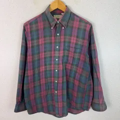 90s L.L.Bean エルエルビーン ネルシャツ チェック柄 ボタンダウン パープル Mサイズ メンズ 古着 アメカジ ストリート