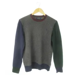 ポロ ラルフローレン POLO RALPH LAUREN セーター ウール XS グレー 長袖 ラウンドネック 切り替えデザイン /AO6 ■GY60
