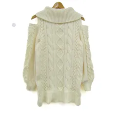 クリア ニット トップス 長袖 オフショルダー セーター ケーブル編み レディース Fサイズ オフホワイト clear 【中古】