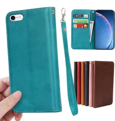 ★適用 iPhone 6 / 6s 通用 ケース 手帳型 PUレザー ストラップ 同梱 カード収納 スタンド機能 耐衝撃 アイフォン6s スマホケース 手帳 いphone6 case カバー 財布型 内蔵マグネット 弱磁 ストラップホール カバー ターコイズ