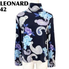 LEONARD 希少サイズ42 カットソー シルク100% 花柄 ロゴ 伸縮性 - メルカリ
