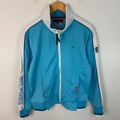 TOMMY HILFIGER トミーヒルフィガー トラックジャケット ロゴプリント ライトブルー Mサイズ メンズ 古着 スポーツMIX ストリート