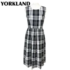 YORKLAND ノースリーブワンピース 黒×白 チェック