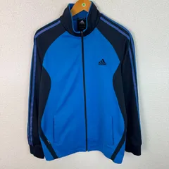 adidas アディダス トラックジャケット ジャージ ロゴ刺繍 ブルー Lサイズ メンズ 古着 スポーツMIX ストリート