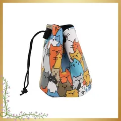 HELLO NRC 巾着型 ゴルフボールケース ゴルフボールポーチ テニスボール 収納バッグ かわいい 猫柄 防水 入れ PU レザー ソフト プラッシュ インテリア バッグに掛けるための調節可能な伸縮性ストラップ 大容量 耐摩耗性 収納や持ち運び便利 1 0