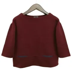 フェンディ FENDI ショート丈 プルオーバー ニット カットソー セーター 七分袖 40 バーガンディー系