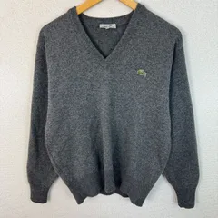 CHEMISE LACOSTE シュミーズ ラコステ ニット セーター ウール100% グレー 3サイズ メンズ 古着 レトロ アメカジ クラシック　ボロ
