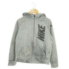 ナイキ NIKE ジップパーカー M 140-150cm グレー ロゴ 裏起毛 /MN14 ■GY61