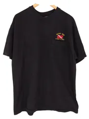 USA製 Hanes BEEFY-T ポケットTシャツ XL 黒 シングルステッチ 刺繍ロゴ DIVE INN ケイマン諸島 フェード 古着 ビンテージ 半袖Tシャツ