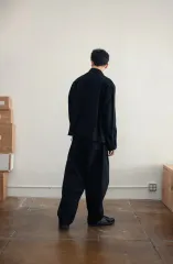 コモリ デニム ジャケット ベルト付き パンツ セットアップ ブラック 3/2