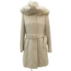 組曲 クミキョク KUMIKYOKU ステンカラーコート 3 薄ピンク ファーフード付き 2way ベルト付き ロング丈 /YS34 ■GY58