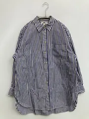 UNIQLO ユニクロ シャツ/ブラウス S ブルー コットン ストライプ柄 ミドル丈 長袖 レギュラーカラー