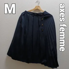 axes femme プリーツスカート 巻きスカート風　ネイビー　Mサイズ