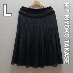 K.T KIYOKO TAKASE ひざ丈プリーツスカート 黒　11号　Lサイズのサムネイル