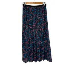  IÉNA イエナ DEVEAUX デヴォー ランダムヘム プリントスカート ネイビー 38サイズ【B098】