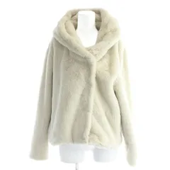 アズールバイマウジー AZUL by moussy フェイクファーコート S 白 ホワイト フード付き 長袖 無地 /LP ■GY58