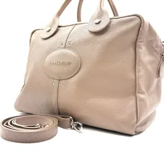 【良品】Longchamp Quadri 2way shoulderbag ロンシャン クアドリ ショルダーバッグ ハンドバッグ レザー ボストン型