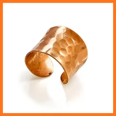 【新品】 純銅 銅 指輪 アクセサリー [ 男女兼用 ] 手打ち プレイン メンズ レディース ゴールド おしゃれ シンプル インド性 電磁波過敏症 (鎚目ワイド) 1