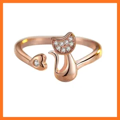 【新品】 [Petit-Germe] プチジェルム キュービック キャットリング 猫の指輪 スターリングシルバー SV925 純銀 フリーサイズ R1062 (ピンクゴールドカラー