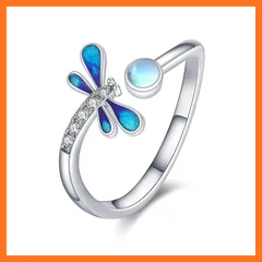 【新品】 [StoryMidir] 蜻蛉 リング レディース シルバー925 純銀製 ムーンストーン トンボ 幸運 変化 調整可能 アミュレット アレルギー対応 普段使い オフィス デート プレゼント ギフト 誕生日 記念日 クリスマス ホワイトデー 女性 彼