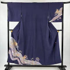 付下げ 身丈152cm 裄丈66.5cm M 袷 翠山工房 やまと 落款 辻が花 霞 縮緬 青紫 正絹 名品 【中古】