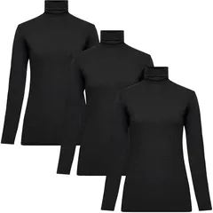[fun.] WARMACTIVE レディース タートルネック 3枚セット BLACK L 帝人フロンティア企画 1