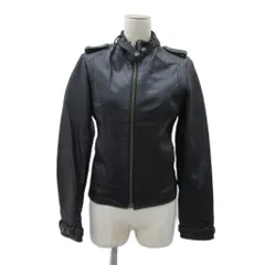 マンゴ MNG CASUAL SPORTSWEAR ライダースジャケット レザージャケット 革ジャン 本革 ミドル丈 ジップアップ S 黒 ブラック /YS3 ■GY61