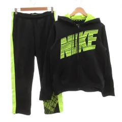 ナイキ NIKE セットアップ ジャージ ジップアップパーカー イージーパンツ ロゴプリント 裏起毛 M S 黒 ブラック 黄 イエロー /GV ■GY59