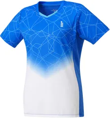 ゴーセン GOSEN テニス レディースゲームシャツ 半袖ゲームシャツ 半袖Tシャツ ショートスリーブ 部活 チーム クラブ 吸汗速乾 日本ソフトテニス連盟 日本バドミントン協会審査合格品  T2413 20 ブルー