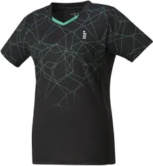 ゴーセン GOSEN テニス レディースゲームシャツ 半袖ゲームシャツ 半袖Tシャツ ショートスリーブ 部活 チーム クラブ 吸汗速乾 日本ソフトテニス連盟 日本バドミントン協会審査合格品  T2413 39 ブラック