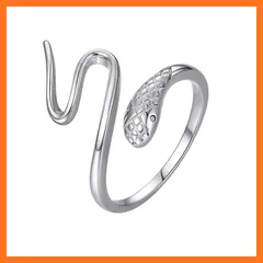 【新品】 SILVERCUTE スネーク 指輪 レディース ネコ シルバー925 フリーサイズ リング 調節可能 金属アレルギー対応 シンプル かっこいい 猫アクセサリー 強運 守護 誕生日 プレゼント アクセサリー 0