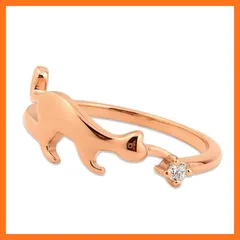 【新品】 [ラアモーレエテルノ] ピンキーリング サージカルステンレス 猫 ねこ ネコ cat ジルコニア 指輪 アクセサリー ジュエリー ローズゴールド【色リングサイズ】ローズゴールド日本サイズ7号