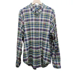 Ralph Lauren ラルフローレン チェックシャツ サイズXXL グリーン コットン100% インド製 ラルフシャツ インド綿 ワンポイント アメカジ 古着