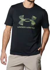 アンダーアーマー UNDER ARMOUR UA テック カモ ビッグロゴ ショートスリーブ Tシャツ メンズ 吸汗 速乾 伸縮 抗菌防臭 トップス スポーツウェア ジム トレーニング アップ 半袖  1384797 001 BLACK