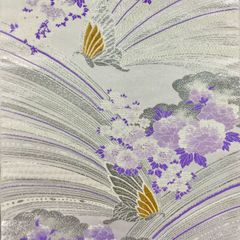 A◇着物くつろぎ 唐草唐花模様 金銀糸 六通 正絹 フォーマルな袋帯