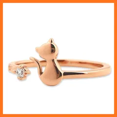 【新品】 [ラアモーレエテルノ] ピンキーリング サージカルステンレス meow 猫 ねこ ネコ cat ジルコニア 指輪 アクセサリー ジュエリー ローズゴールド【色リングサイズ】ローズゴールド日本サイズ3号