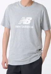 ニューバランス New Balance New Balance Stacked Logo ショートスリーブTシャツ メンズ 半袖 トップス コットン ロゴ フィットネス トレーニング 部活 通勤 通学  MT41502 AG アスレチックグレー