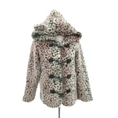 ダブルシー WC フェイクファーコート 上着 ショート丈 F マルチカラー オフホワイト ヒョウ柄 レオパード柄 フード付き 耳付き しっぽ付き /HO16 ■GY58