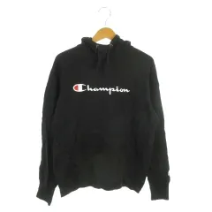 チャンピオン CHAMPION プルパーカー M 黒 ブラック ロゴプリント 長袖 /MN24 ■GY58