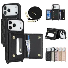 【新品】 CLICSUN iPhone 17 Pro 用のケース 手帳型 ショルダー アイフォン 17 Pro 用の 手帳型 肩掛け スマホケース いphone17 Pro 対応 斜めがけ 首掛け 鏡付き 軽量 PUレザー 耐衝撃 携帯ケース カード収納  0