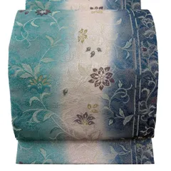 【美品】 袋帯 名品 花唐草 金銀糸 銀通し 薄紫 全通 正絹 【中古】