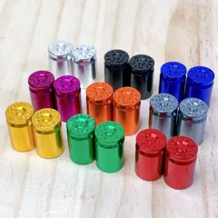 自転車 バルブキャップ 空薬莢デザイン アルミ製 2個セット 仏式 英式 米式対応 変換アダプター付 BMX ピスト MTB クロスバイク ロードバイク カスタム ドレスアップ 軽量 メタリックカラー 多色展開